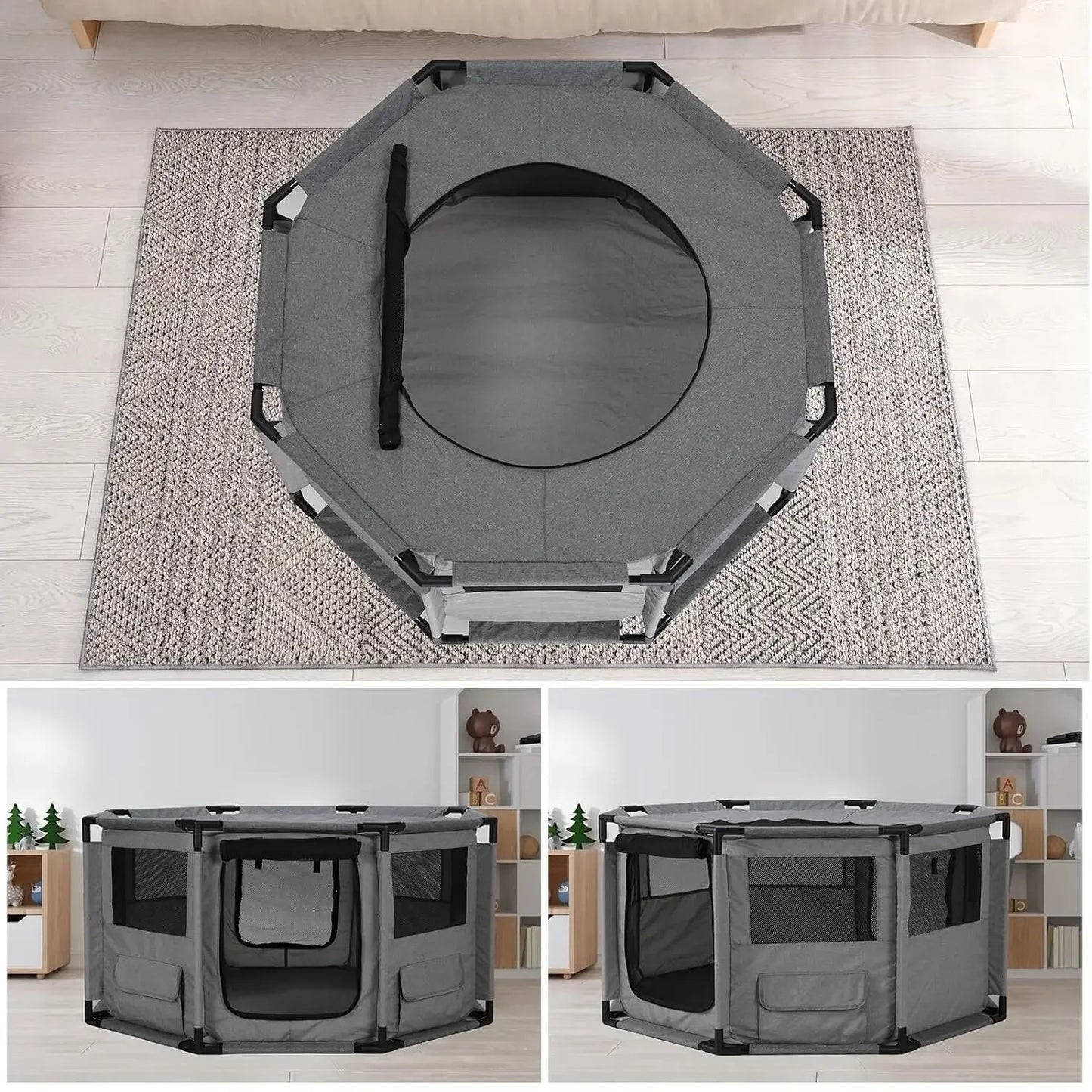 Large Waterproof Dog Playpen and Cat Dog Crate Portable Pet Exercise Cage Kennel House Indoor Outdoor with Storage Bags - Joanie B 25
