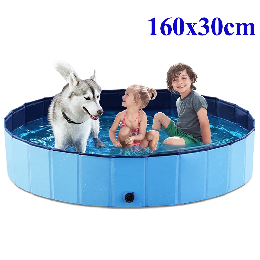 Portable Large Dog Swimming Pool with Cover Foldable Plastic Bath Tub Scratch-Resistant Pet Pool for Dogs and Pets - Joanie B 25