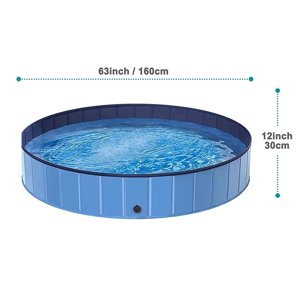 Portable Large Dog Swimming Pool with Cover Foldable Plastic Bath Tub Scratch-Resistant Pet Pool for Dogs and Pets - Joanie B 25