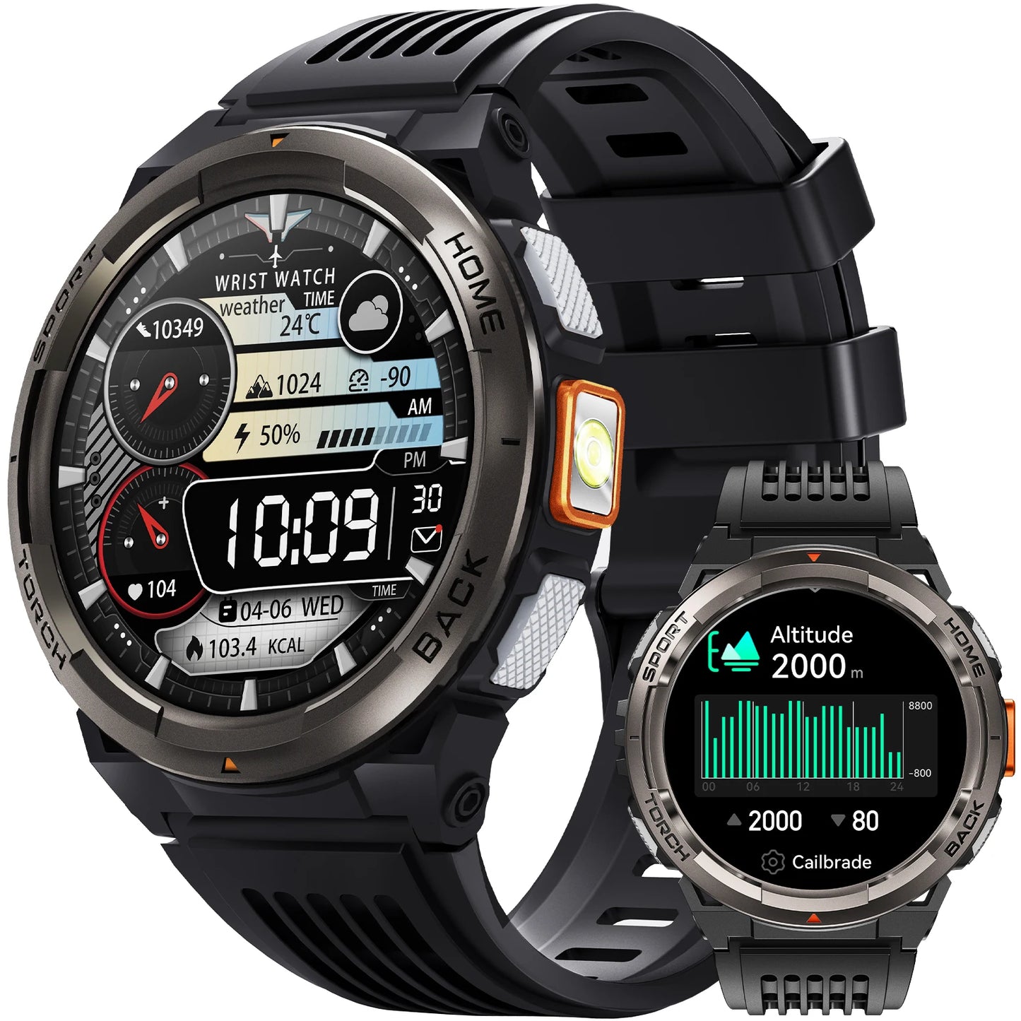 EIGIIS 1.45 Inch Smart Watch KE5 Waterproof Sports Watch with Compass Altimeter LED Flashlight - Joanie B 25
