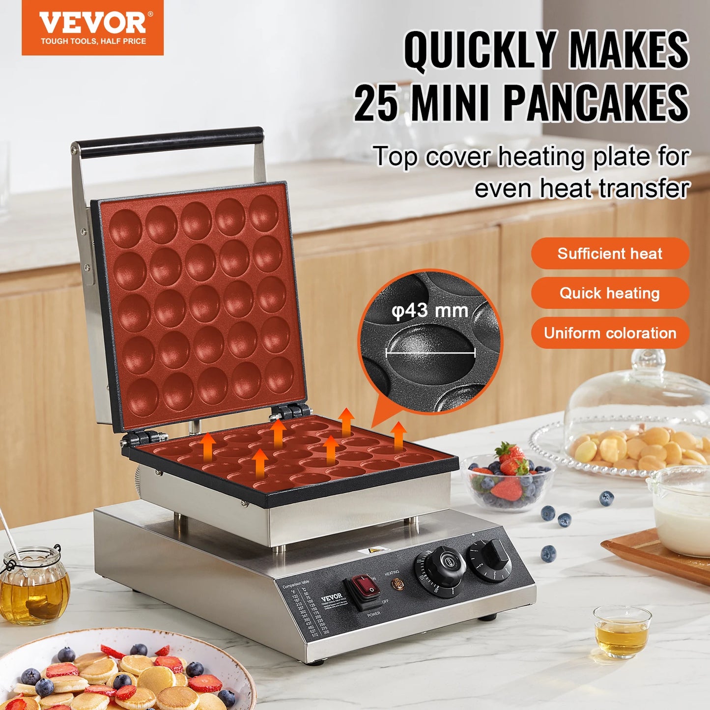 Vevor 25pcs Electric Waffle Maker Mini Dutch Pancake Dorayaki Machine Kitchen Home Appliance Snack Gaufriers - Joanie B 25