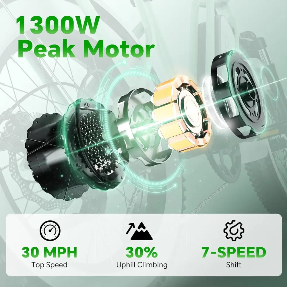 Two Seater Electric Bike with 48V 20AH Removable Battery and 20x4.0 Fat Tires for Adults Max Range 80 Miles and Speed Up to 30 MPH - Joanie B 25