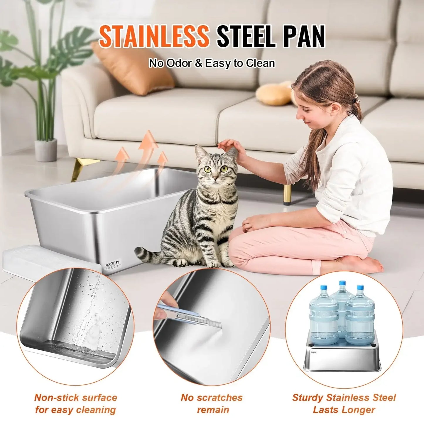 8 Inch Deep Cat Litter Box Odor-Free with Filtering Foot Board Large Capacity Easy to Clean and Maintain - Joanie B 25
