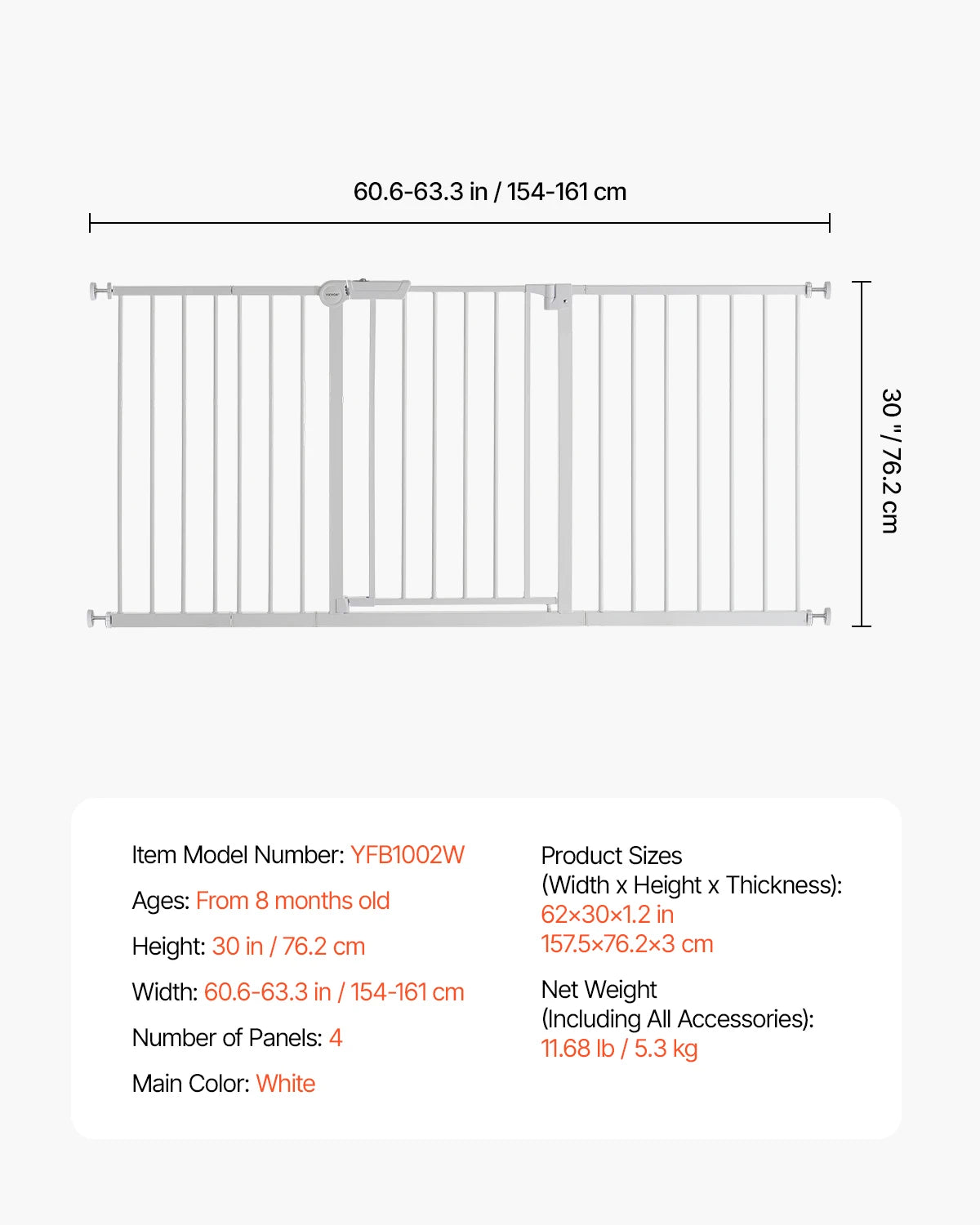 SucceBuy Baby Gate 28 30 36 Inch Walk Through Pressure Mount