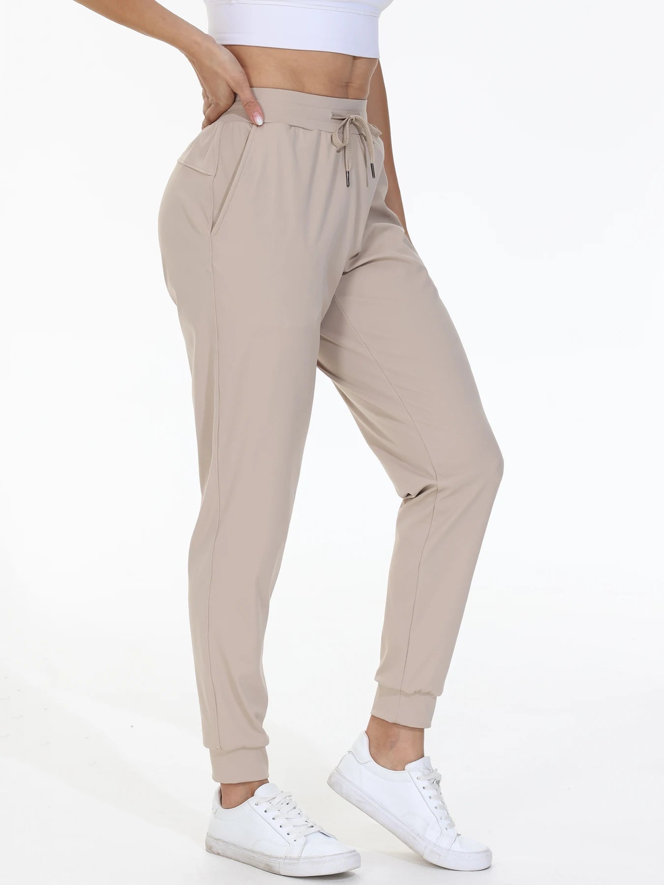 Fitness Jogging Pants Women Elastic Waist Drawstring Yoga
