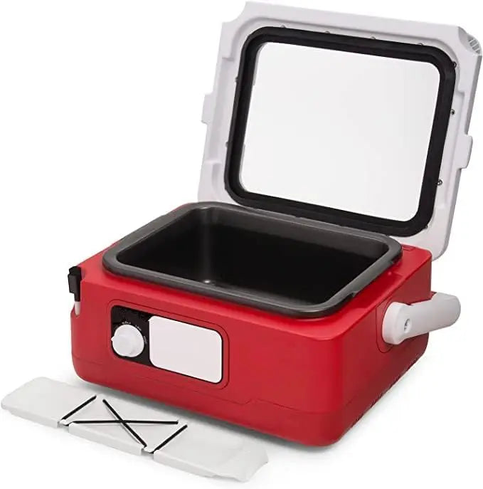 6 quart multi-purpose travel slow cooker, programmable self-insulation kitchen appliances, easy to carry, red