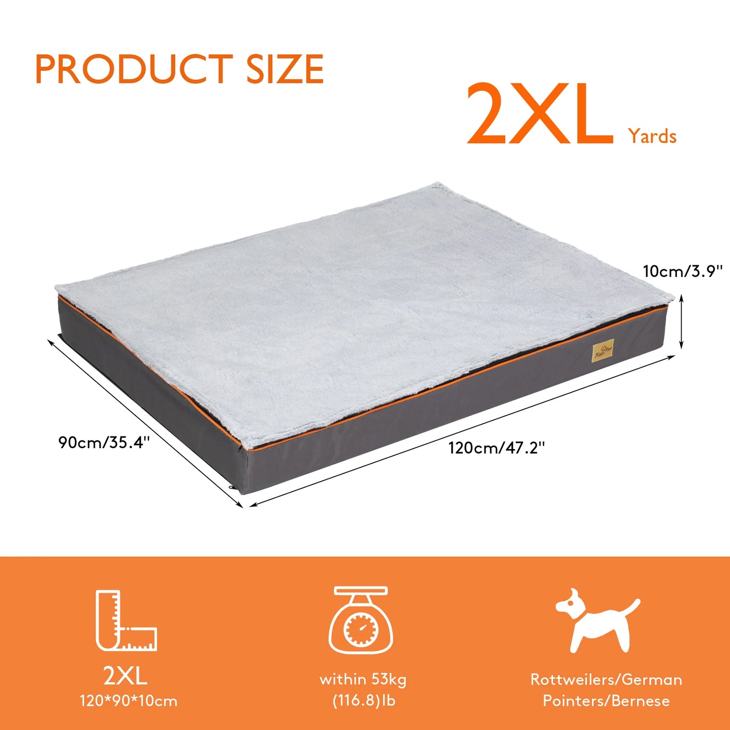 Large Padded Orthopedic Dog Bed with Washable Cover Foam Cushion Pets Pillow Bed - Joanie B 25