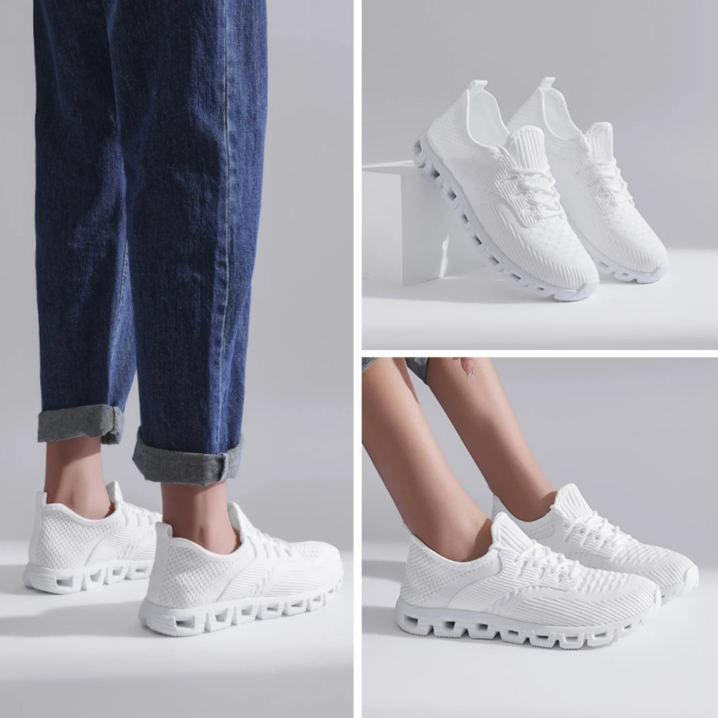 Unisex Breathable Mesh Running Shoes with Comfort Cushion Wide Size Low Top Sneakers for Jogging Casual Sports Durable Comfort - Joanie B 25