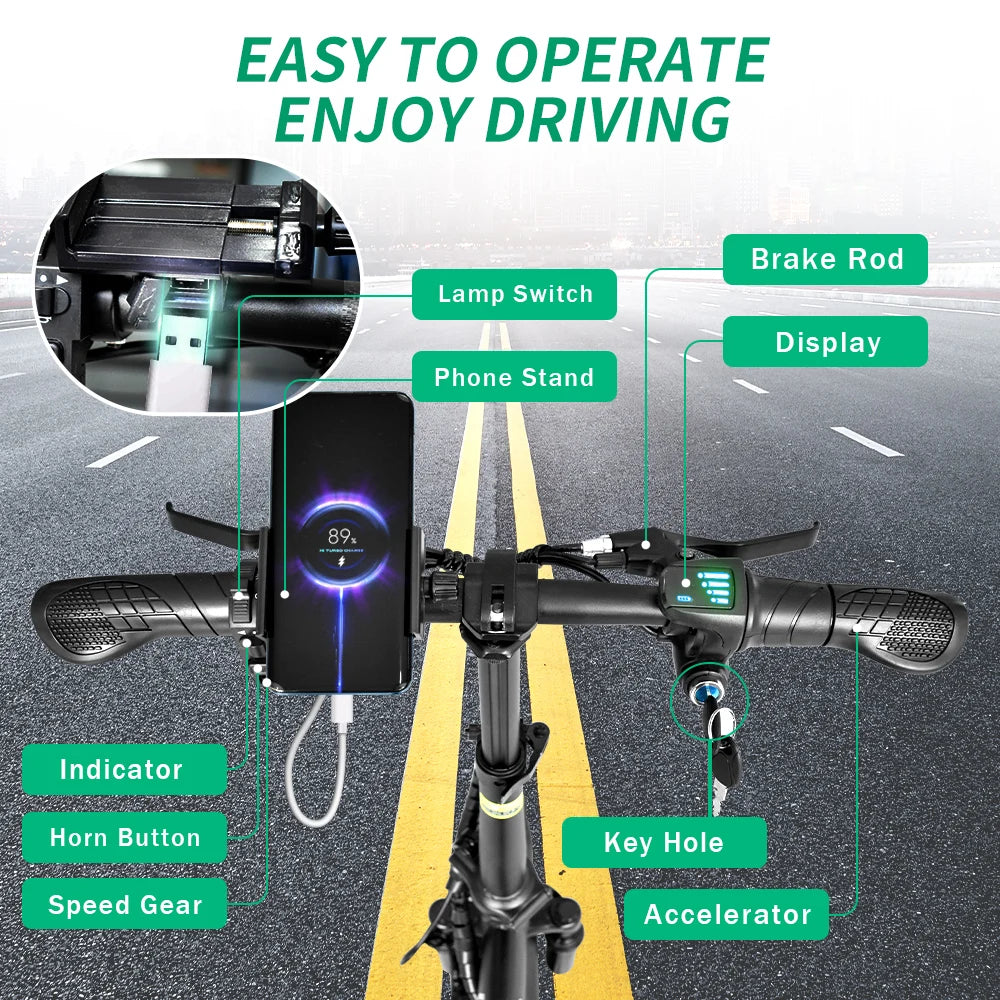 IDOTATA 48V 10Ah Foldable Electric Bike Throttle 400W Motor Electric Bicycle for Adults Mini Ebike for Urban Commuter Man Woman - Joanie B 25