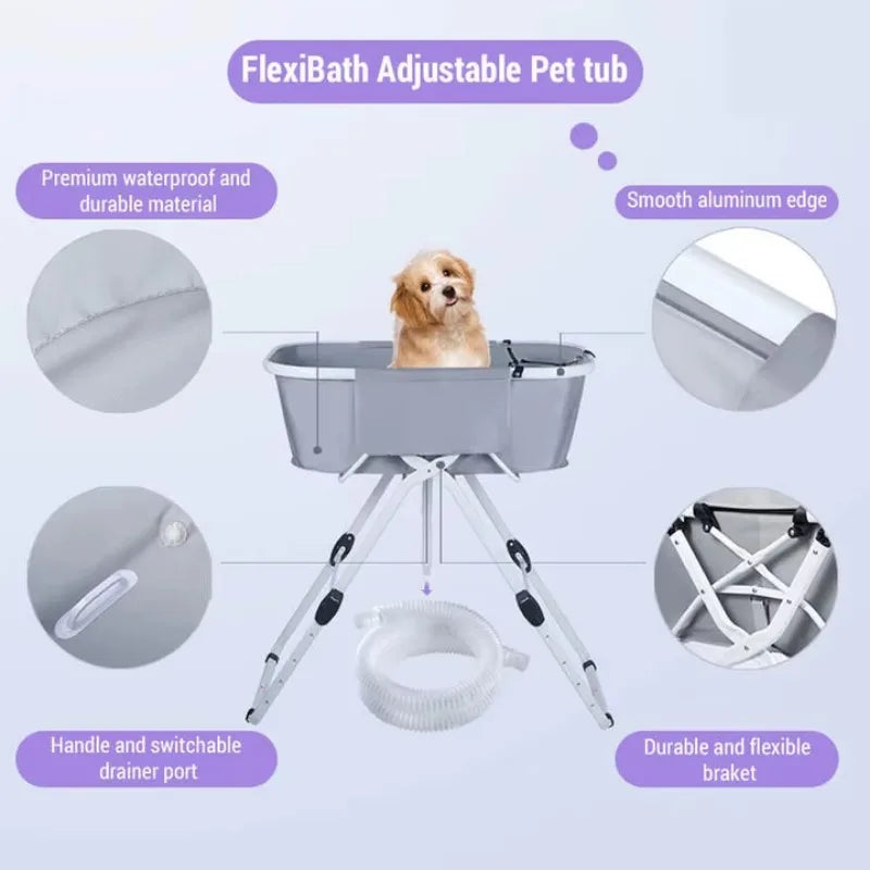 Elevated Dog Bath Tubs Foldable Adjustable Large Pets