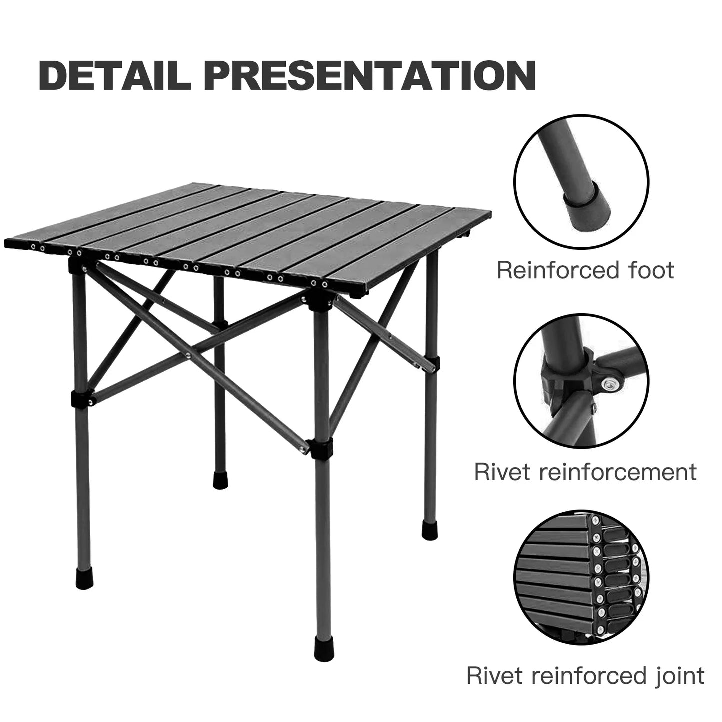 Compact Camping Table Portable Foldable Aluminum Side Table with Carry Bag Lightweight Roll Up Design - Joanie B 25