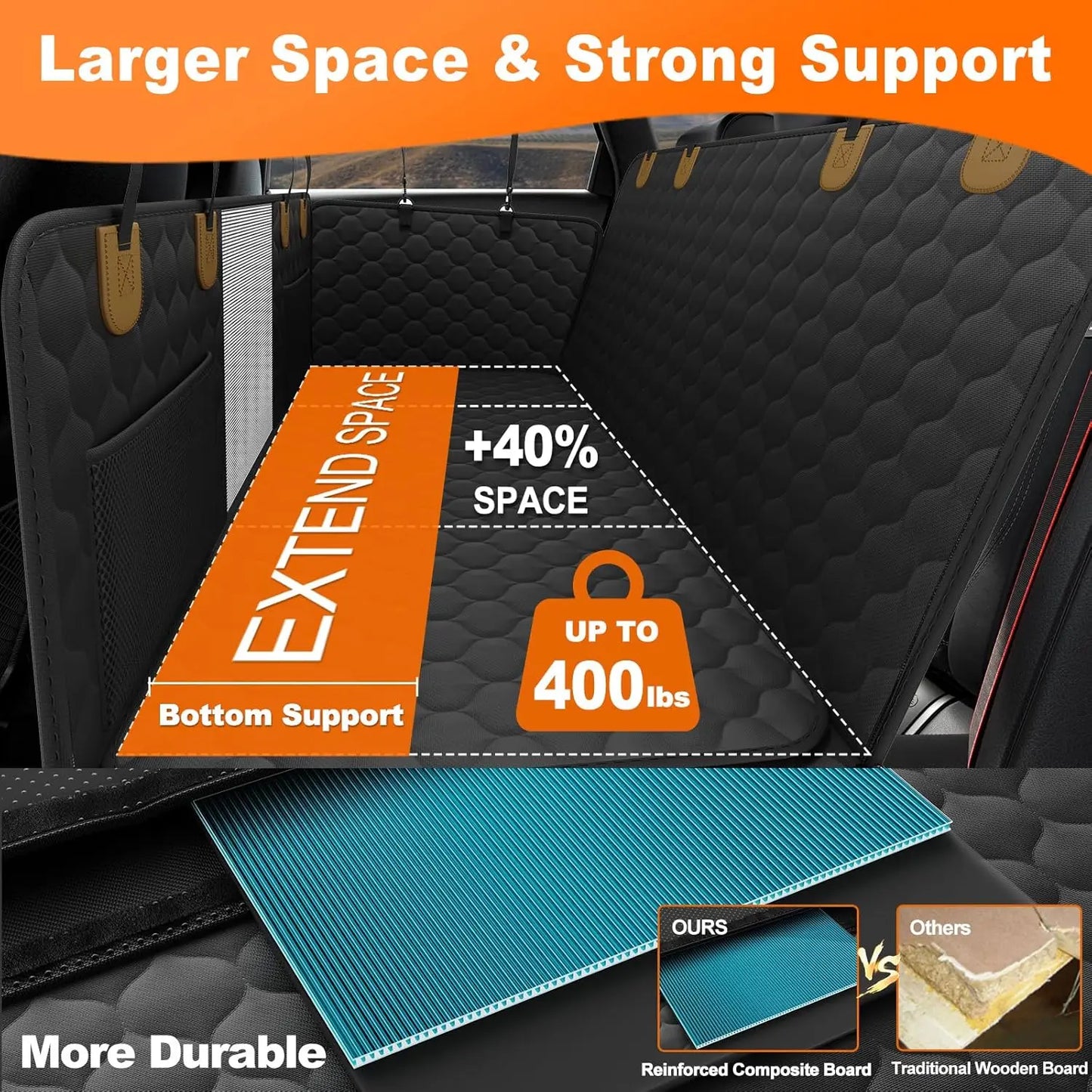 Waterproof Pet Travel Accessories Foldable Dog Car Seat Safety Hammock Trunk Mat for Back Seat Protection - Joanie B 25