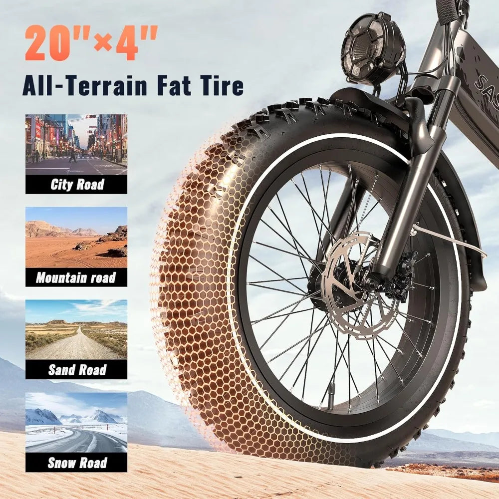 Folding Electric Bike for Adults with Peak 1500W Motor 52V 20Ah Removable Battery Max 70 Miles and 30 MPH 20 Inch Fat Tire Ebike - Joanie B 25