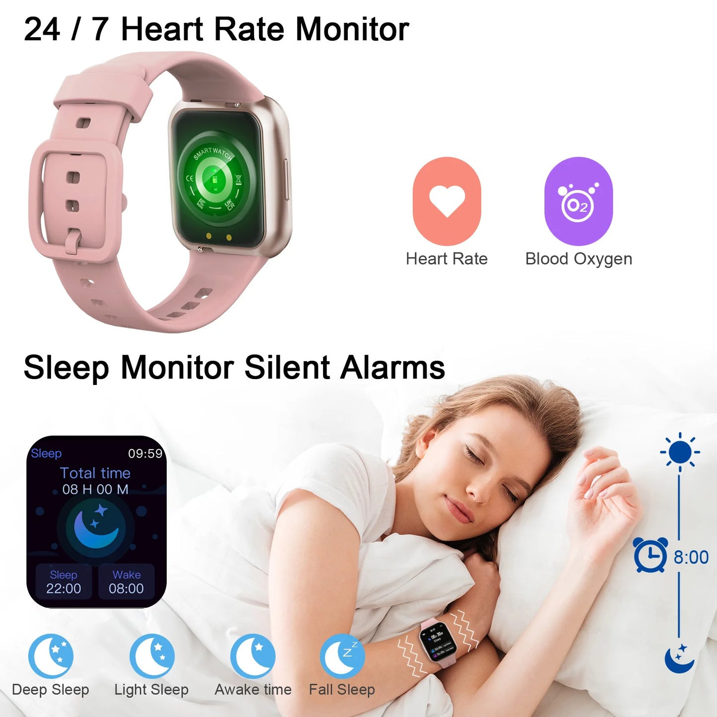 Smart Watch Fitness Tracker for Men and Women 1.69 Inch Touchscreen Pedometer Sleep Monitor Waterproof - Joanie B 25