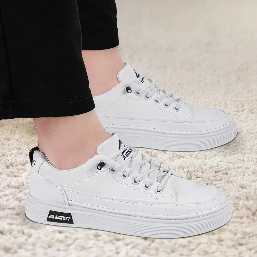 Beige Men's Punk Skate Shoes with Leather and Canvas Breathable Thick Platform for Streetwear and Casual Wear - Joanie B 25