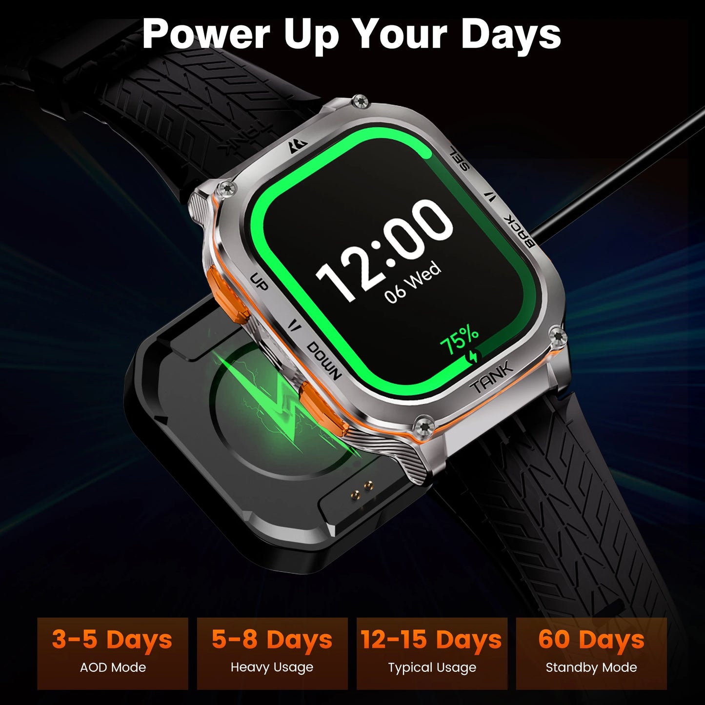Original KOSPET TANK M3 Ultra GPS Smartwatch for Men Waterproof Electronic Smart Watch with AMOLED Display 480mAh Bluetooth AOD Digital Fitness Tracker - Joanie B 25