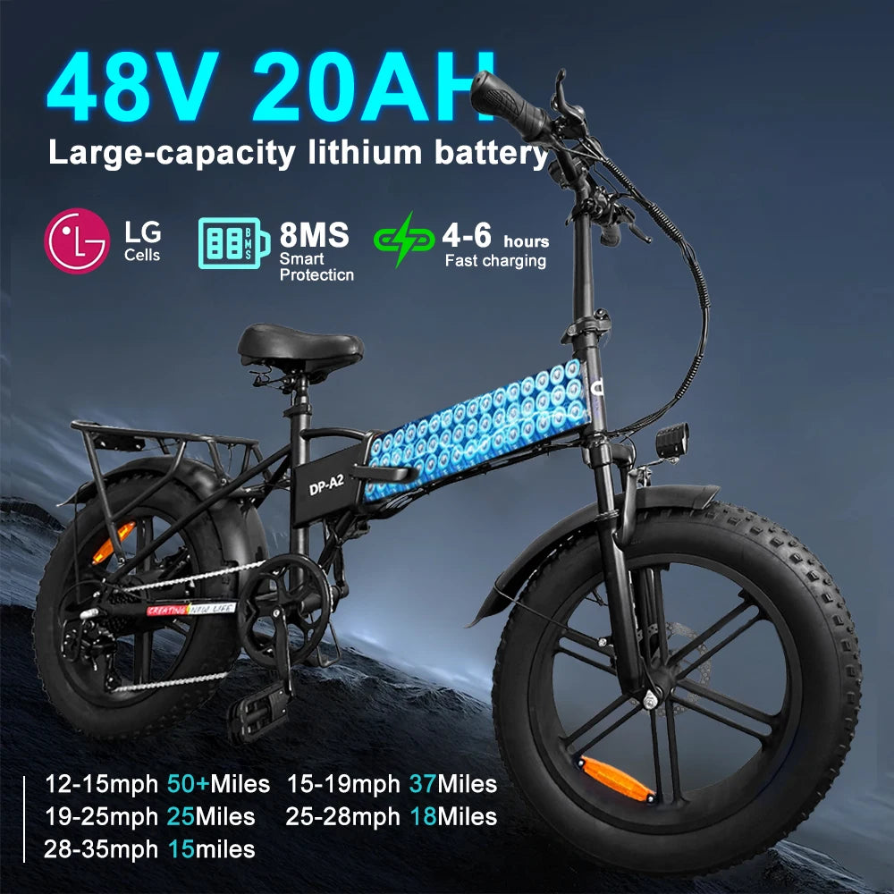 IDOTATA Ebike A2 Electric Bike 750W Motor 48V 20AH Lithium Battery Folding 20 Inch Fire Tire Adult MTB E Bike - Joanie B 25