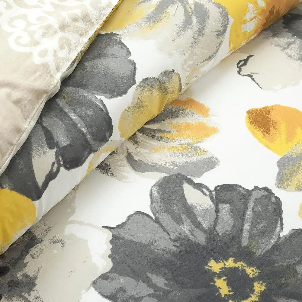 Reversible Cotton Duvet Cover Set Floral Pattern Full Queen 3 Piece Bedding Set Stylish Comfortable Home Decor