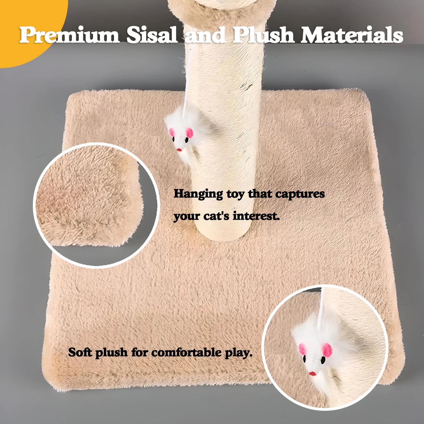 32 Inch Tall Cat Scratching Post for Indoor Cats with Two Hanging Balls and Sisal Rope - Joanie B 25