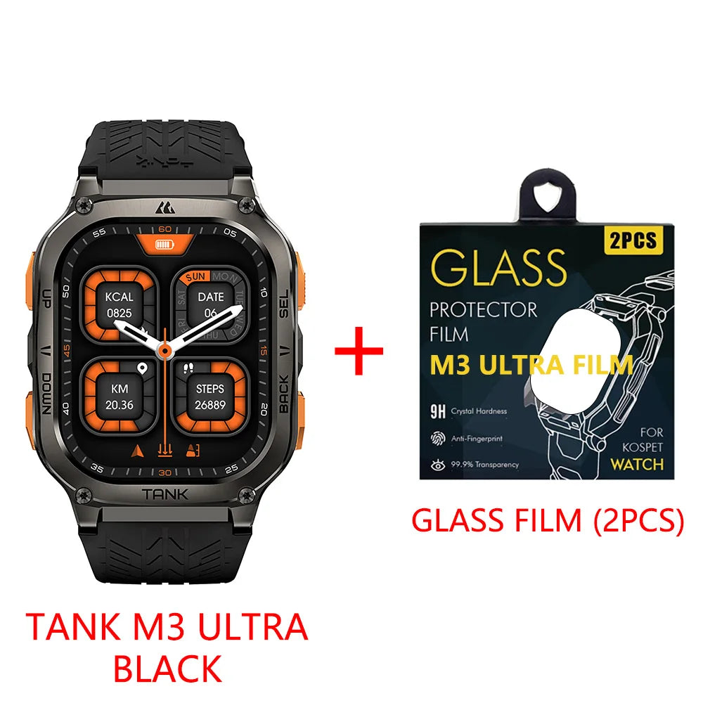 Original KOSPET TANK M3 Ultra GPS Smartwatch for Men Waterproof Electronic Smart Watch with AMOLED Display 480mAh Bluetooth AOD Digital Fitness Tracker - Joanie B 25