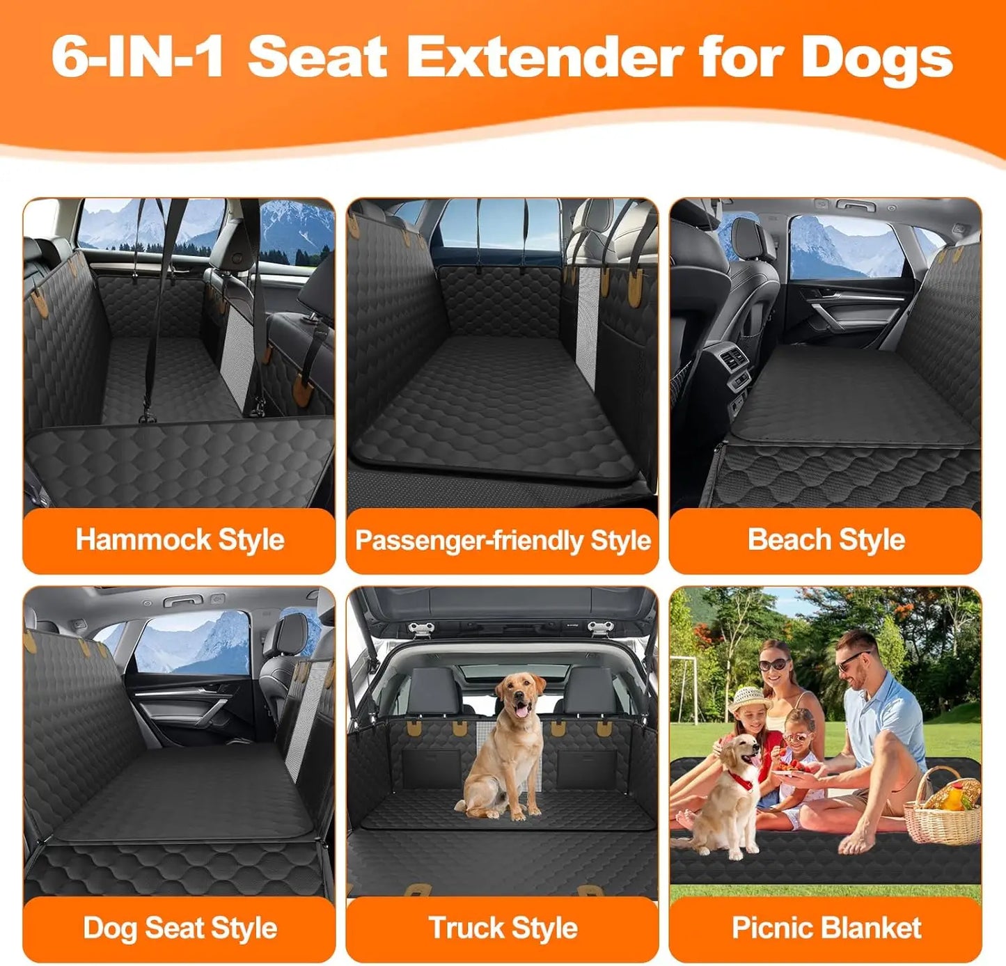 Waterproof Pet Travel Accessories Foldable Dog Car Seat Safety Hammock Trunk Mat for Back Seat Protection - Joanie B 25