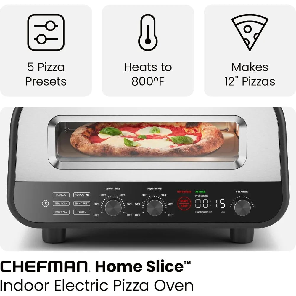 Indoor Pizza Oven Makes 12 Inch Pizzas in Minutes Heats Up to 800F Countertop Electric Pizza Maker with Touchscreen - Joanie B 25