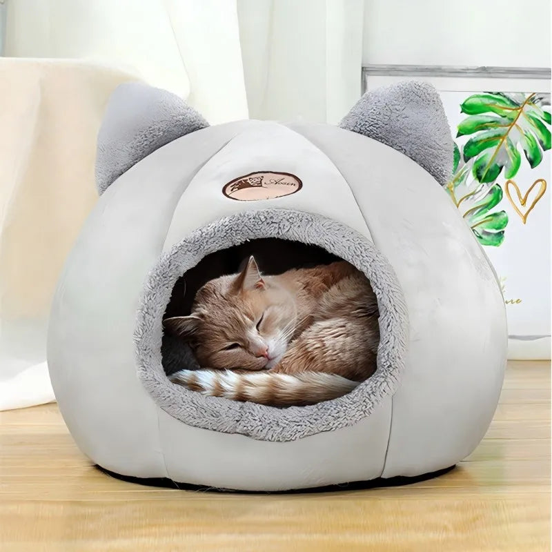 Pet Bed with Cat Ears for Small Medium and Large Cats Keep Warm in Winter Comfortable and Soft Machine Washable - Joanie B 25