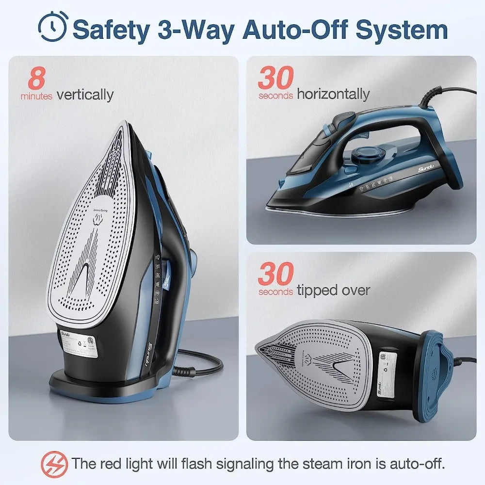 Steam Iron for Clothes with Rapid Heating Ceramic Coated Soleplate 1700W Precise Thermostat Dial Self Cleaning Auto Off - Joanie B 25