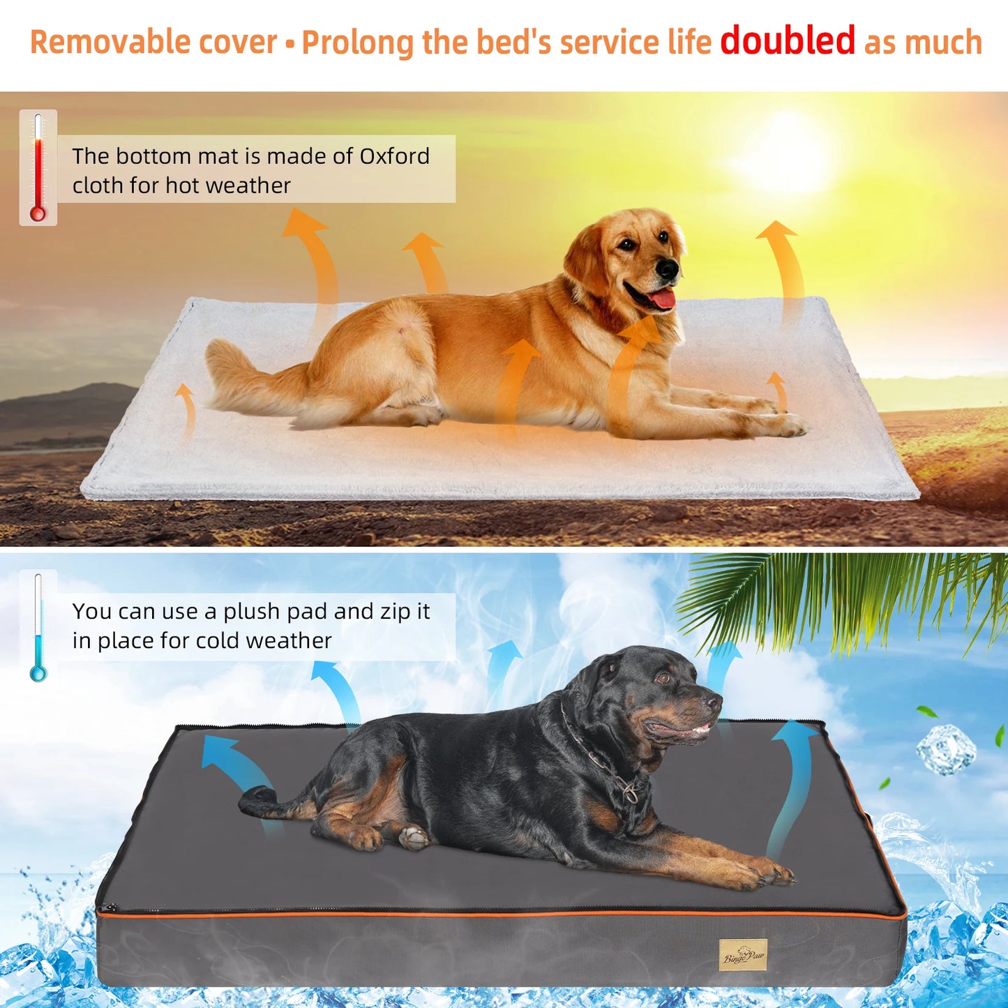 Large Padded Orthopedic Dog Bed with Washable Cover Foam Cushion Pets Pillow Bed - Joanie B 25