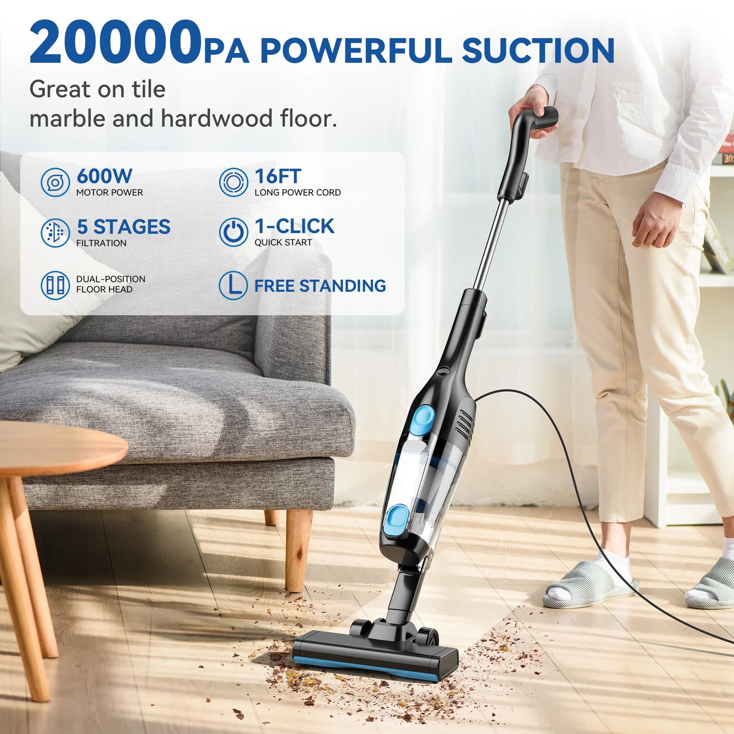 INSE R3S Corded Vacuum Cleaner 16Kpa 6M Extra Long Cord Handheld Vacuum Cleaner for Car Cleaning Hard Floor Household Appliance - Joanie B 25