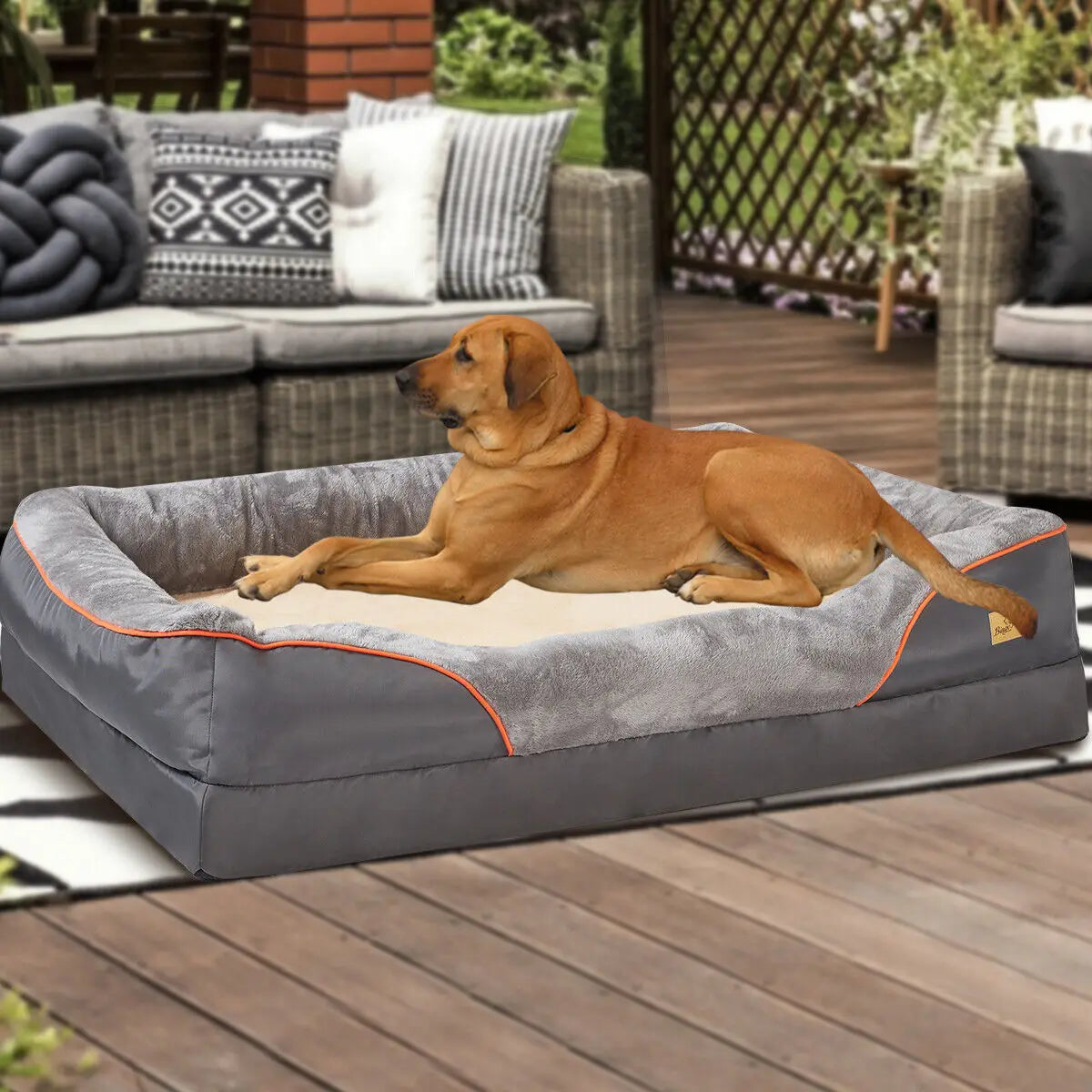 L XL 2XL 3XL Dog Bed Super Soft Orthopedic Foam Pet Bed with Cotton Padded Bolster and Removable Washable Cover - Joanie B 25
