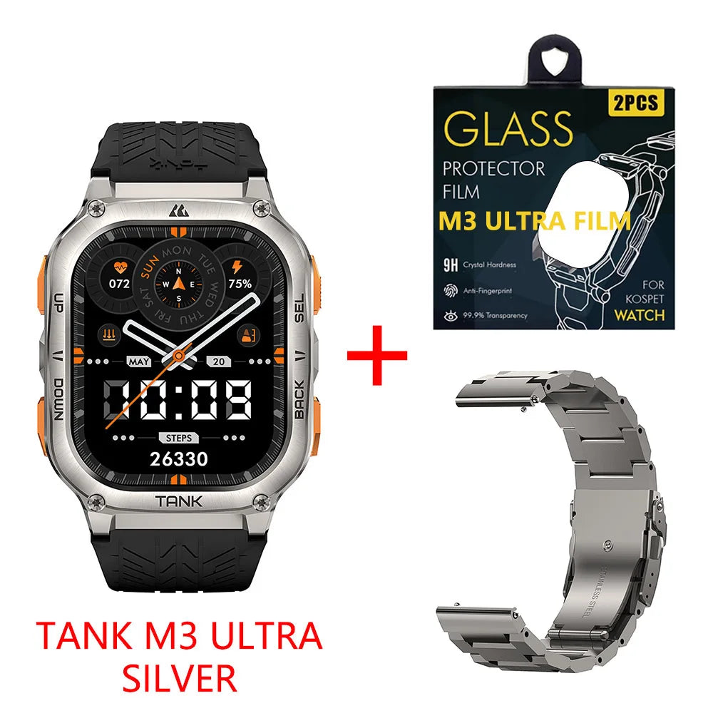 Original KOSPET TANK M3 Ultra GPS Smartwatch for Men Waterproof Electronic Smart Watch with AMOLED Display 480mAh Bluetooth AOD Digital Fitness Tracker - Joanie B 25