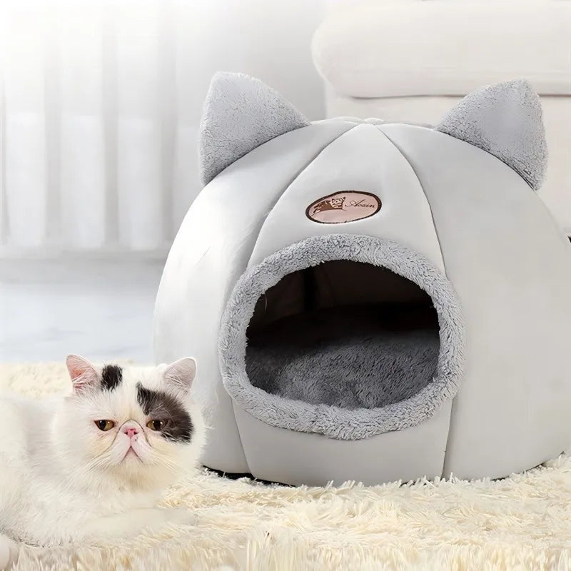 Pet Bed with Cat Ears for Small Medium and Large Cats Keep Warm in Winter Comfortable and Soft Machine Washable - Joanie B 25