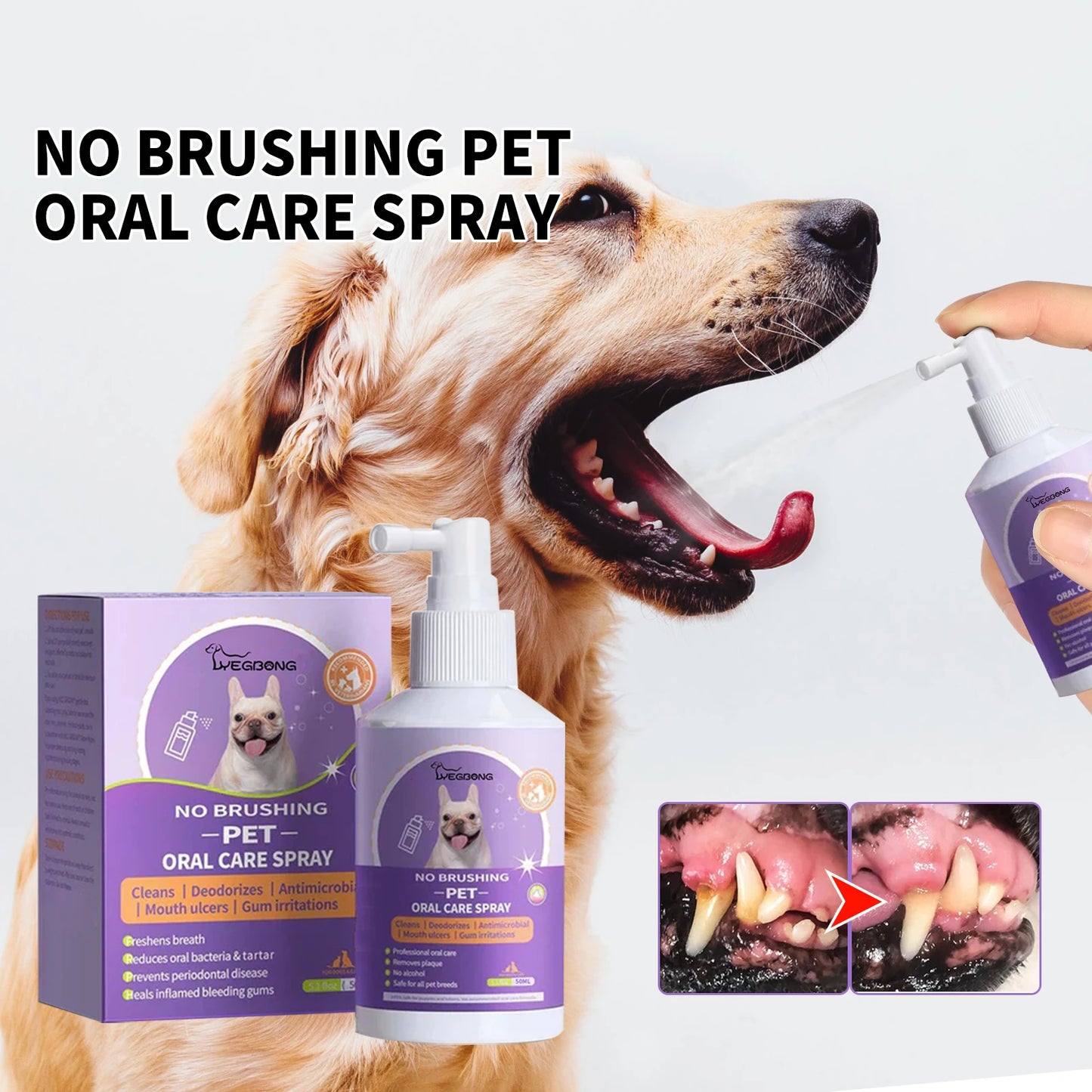1-4PCS Yegbong Dog and Cat Teeth Cleaning Spray Pet Oral Hygiene Breath Freshening and Deodorizing Pet Supplies - Joanie B 25