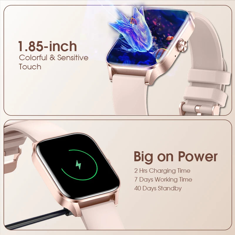 Smart Watch for Women Stylish Fitness Tracker with Heart Rate Monitor Message Notifications Multi Sport Mode and Music Playback - Joanie B 25