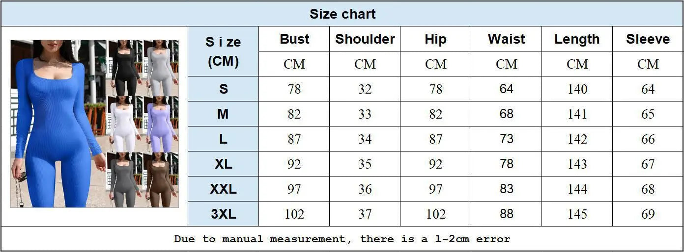 Women's Yoga Sports Fitness Jumpsuit with Long Sleeve Square Collar for Workout and Casual Wear - Joanie B 25