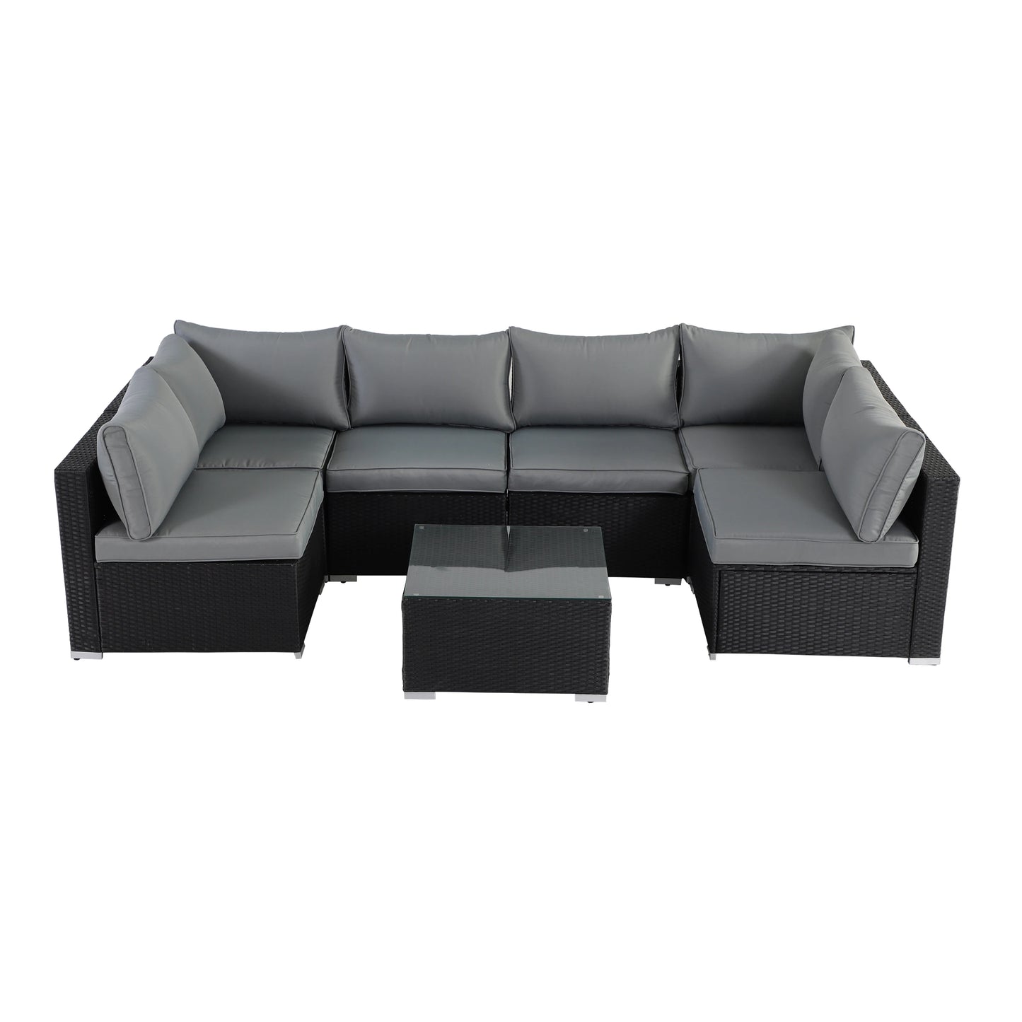 Outdoor Naga Bahna Patio Furniture 8 Piece Outdoor Sectional Sofa PE Rattan Wicker Conversation Set with Thick Cushions - Joanie B 25