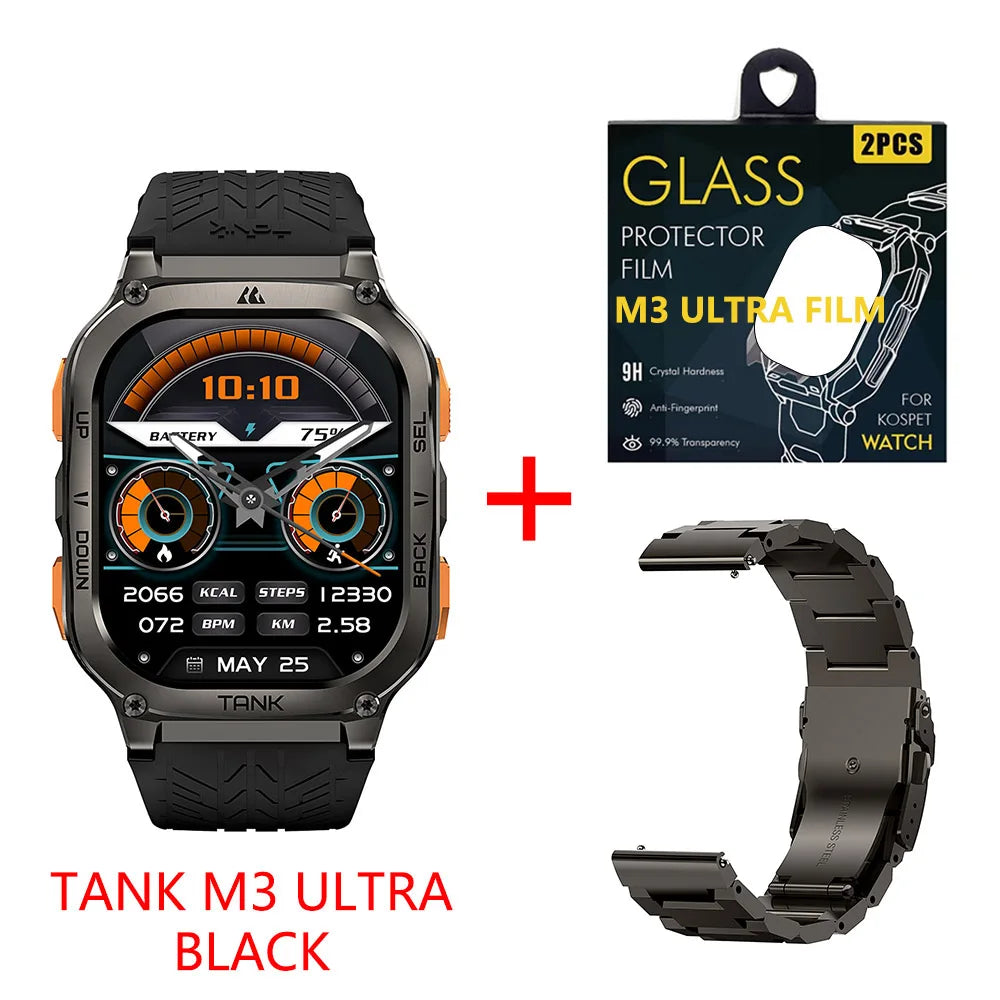 Original KOSPET TANK M3 Ultra GPS Smartwatch for Men Waterproof Electronic Smart Watch with AMOLED Display 480mAh Bluetooth AOD Digital Fitness Tracker - Joanie B 25