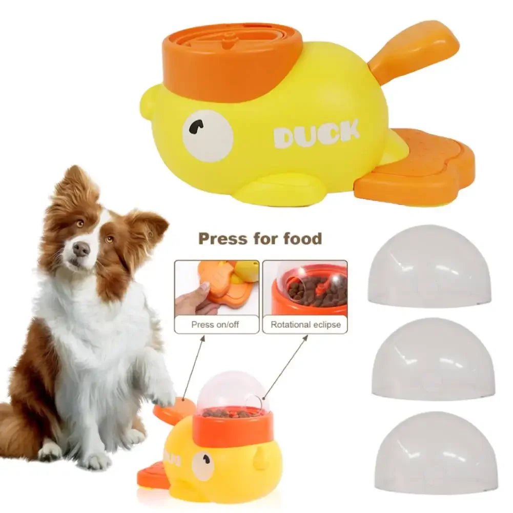 Yellow Duck Dog Puzzle Feeder Automatic Food Dispenser Interactive Snack Toy for Dog Training and Mental Enrichment - Joanie B 25