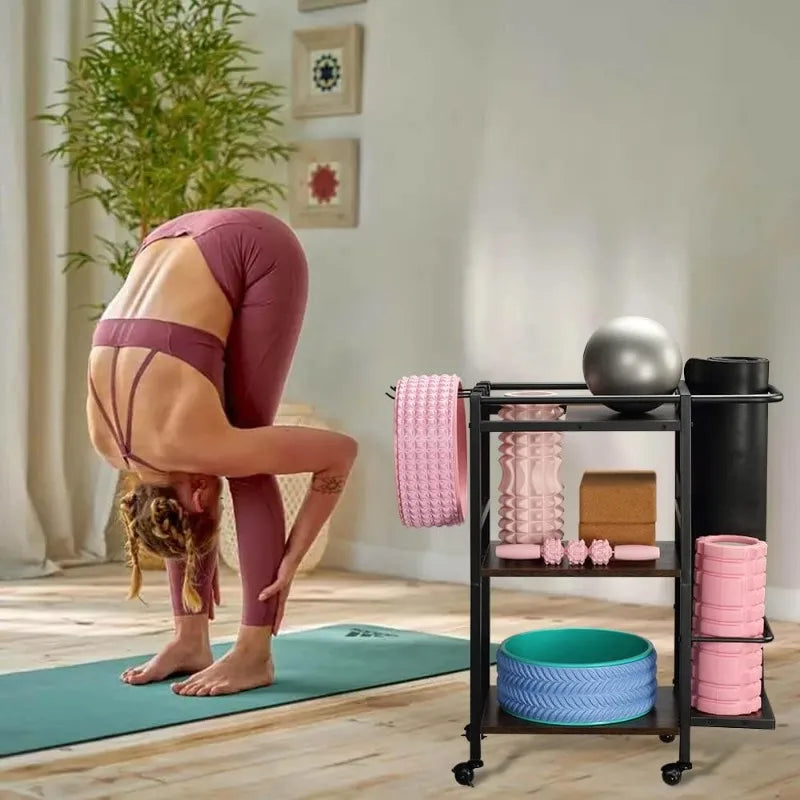 Multi-Functional Yoga Mat Storage Rack Home Gym Rack Workout Equipment Organizer for Yoga Mat Foam Roller Dumbbell and Accessories - Joanie B 25