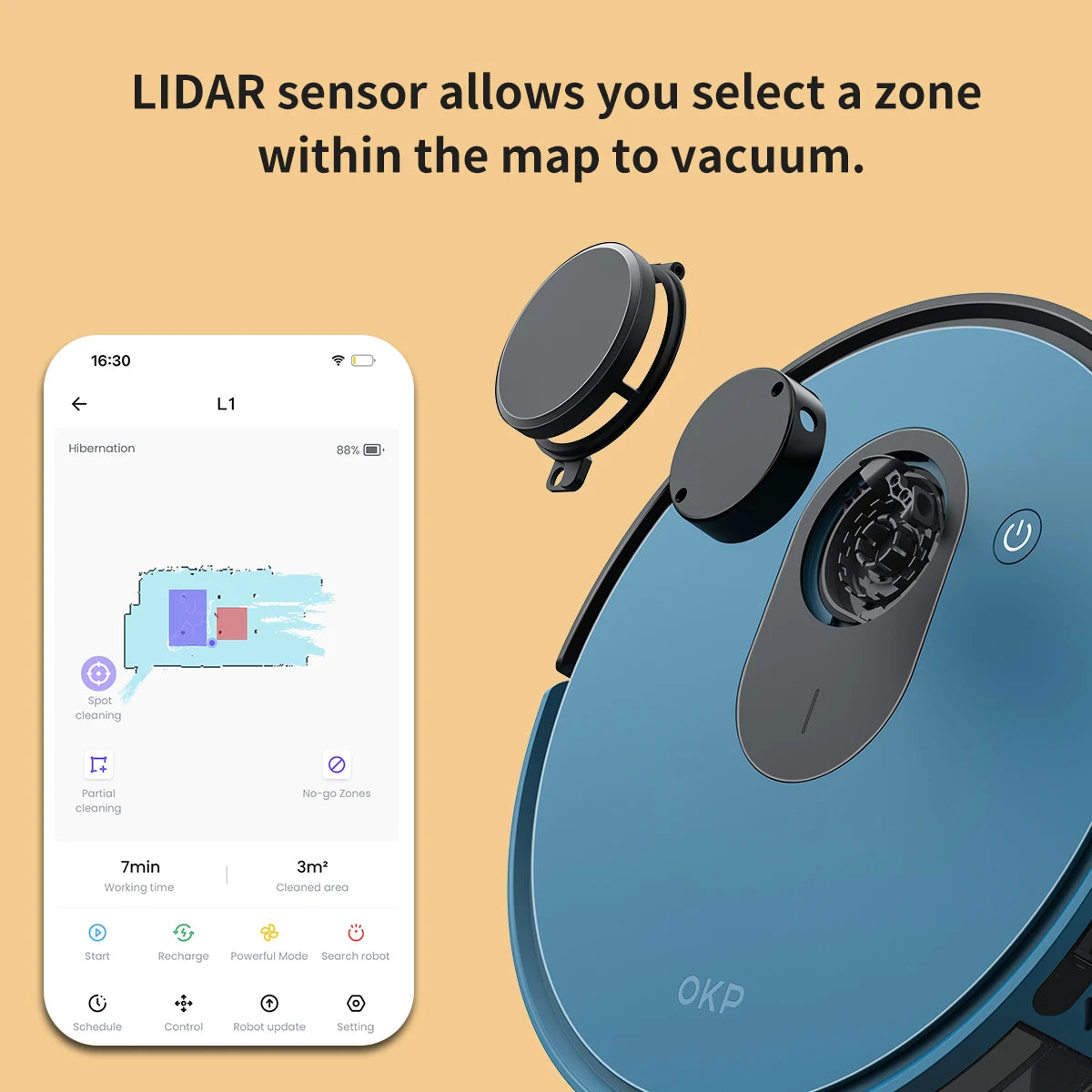 OKP Lidar Robot Vacuum Cleaner 3800Pa Power Suction LiDAR Navigation Self Charging for Pet Hair and Carpet - Joanie B 25