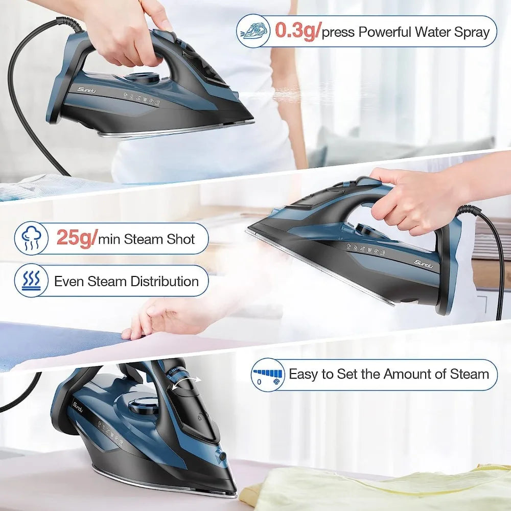 Steam Iron for Clothes with Rapid Heating Ceramic Coated Soleplate 1700W Precise Thermostat Dial Self Cleaning Auto Off - Joanie B 25