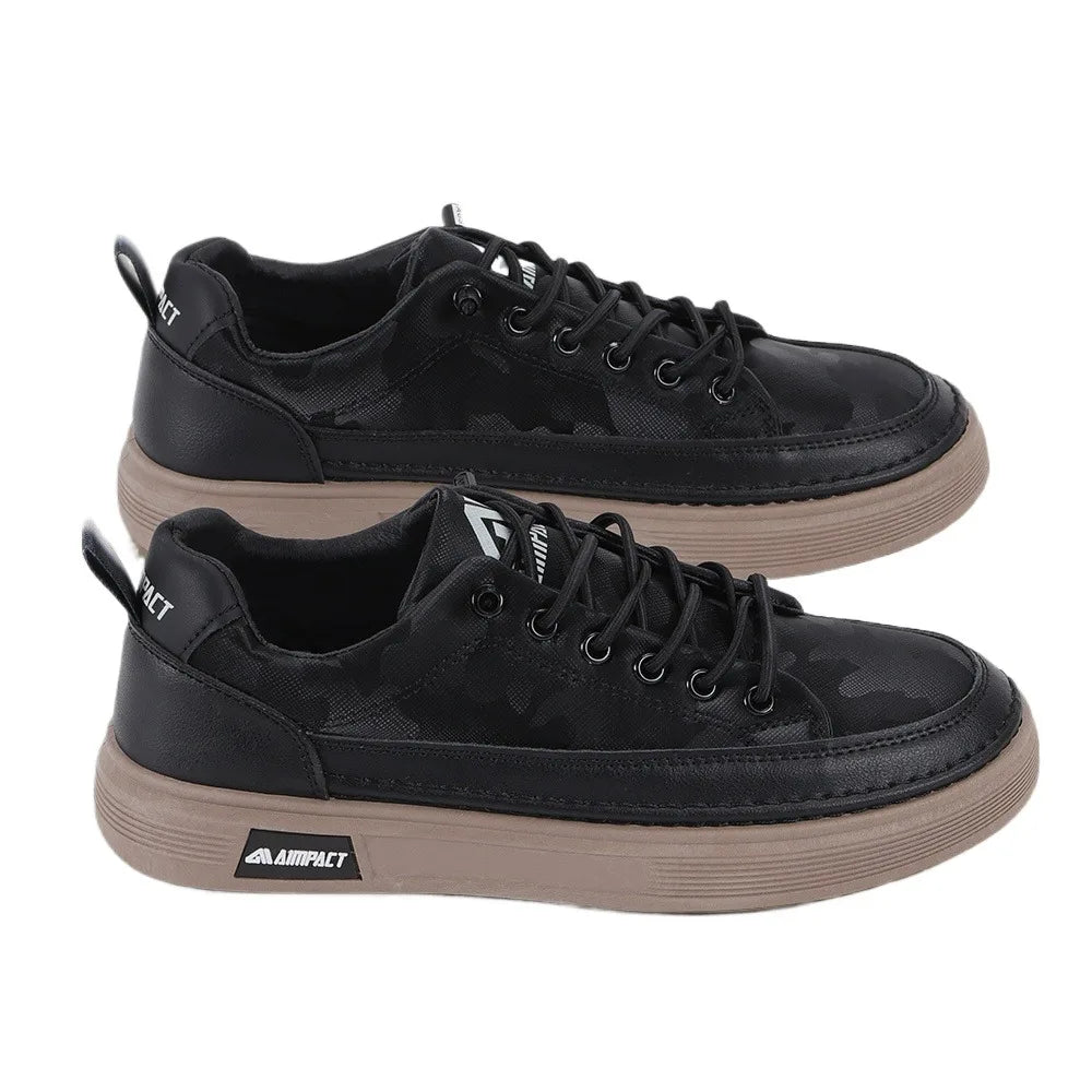 Beige Men's Punk Skate Shoes with Leather and Canvas Breathable Thick Platform for Streetwear and Casual Wear - Joanie B 25