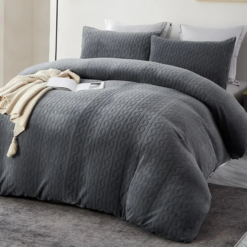 Luxury Faux Fur Comforter Cover Set 3 Pcs Soft Plush Duvet Cover King Size Embossed Bedding Set All Seasons Cozy Quilt Cover