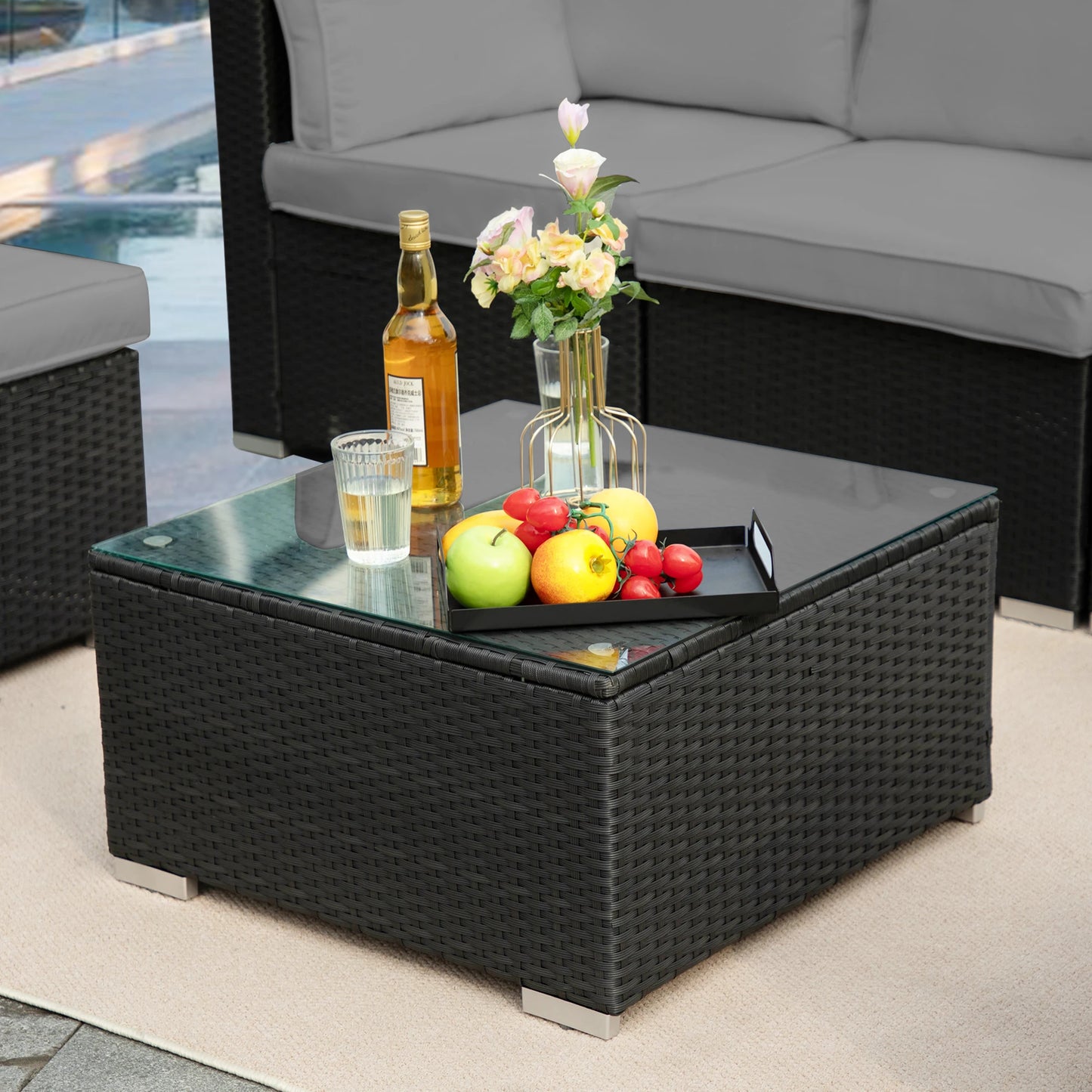 Outdoor Naga Bahna Patio Furniture 8 Piece Outdoor Sectional Sofa PE Rattan Wicker Conversation Set with Thick Cushions - Joanie B 25