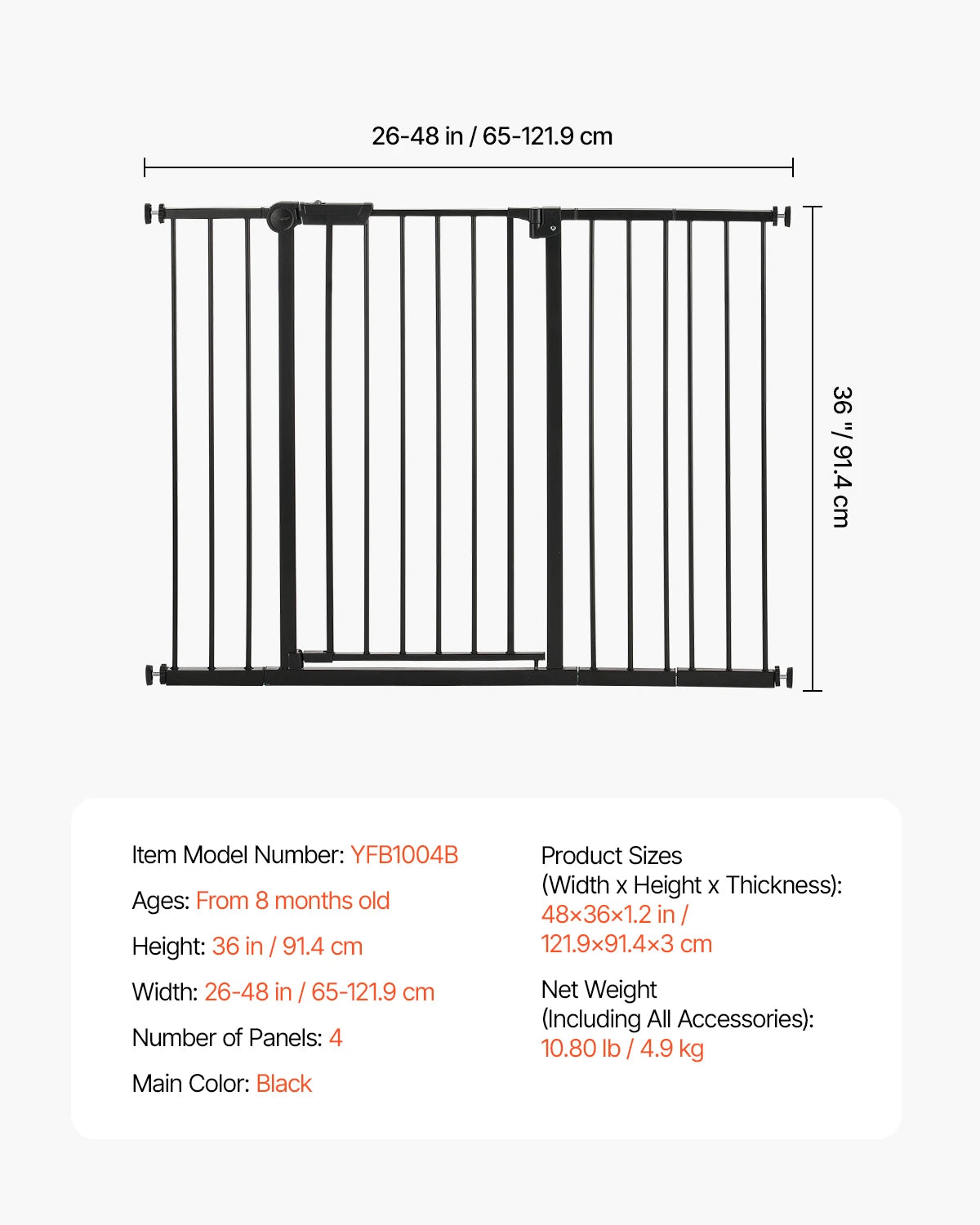 SucceBuy Baby Gate 28 30 36 Inch Walk Through Pressure Mount