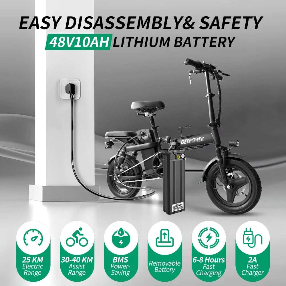 IDOTATA 48V 10Ah Foldable Electric Bike Throttle 400W Motor Electric Bicycle for Adults Mini Ebike for Urban Commuter Man Woman - Joanie B 25