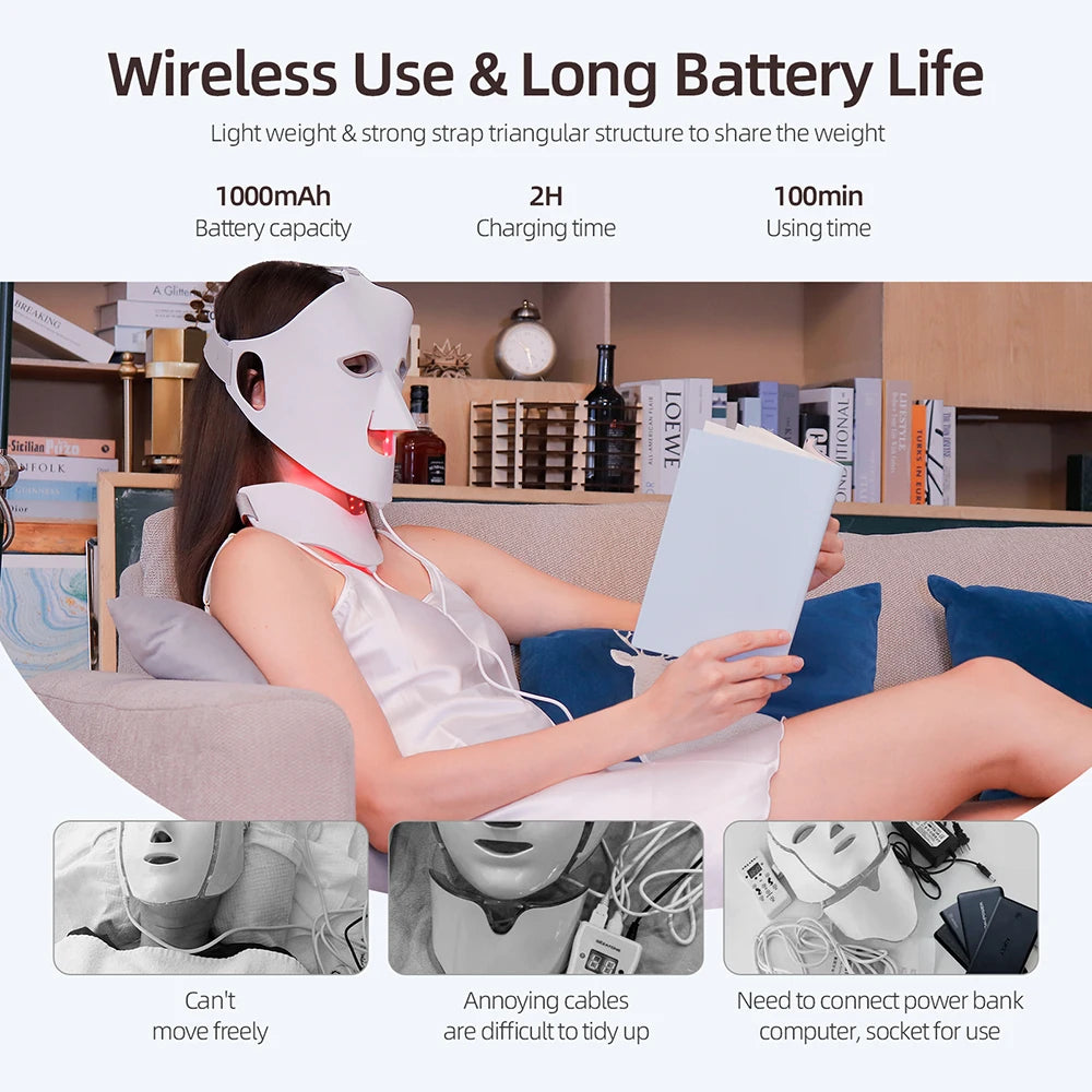 7 Colors Photon Face Neck LED Mask Red Light Infrared