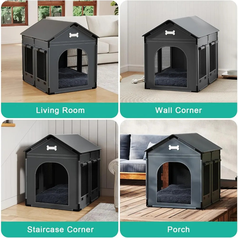 2XL Indoor Dog House Kennel Bed Mat With Cushion For Pets
