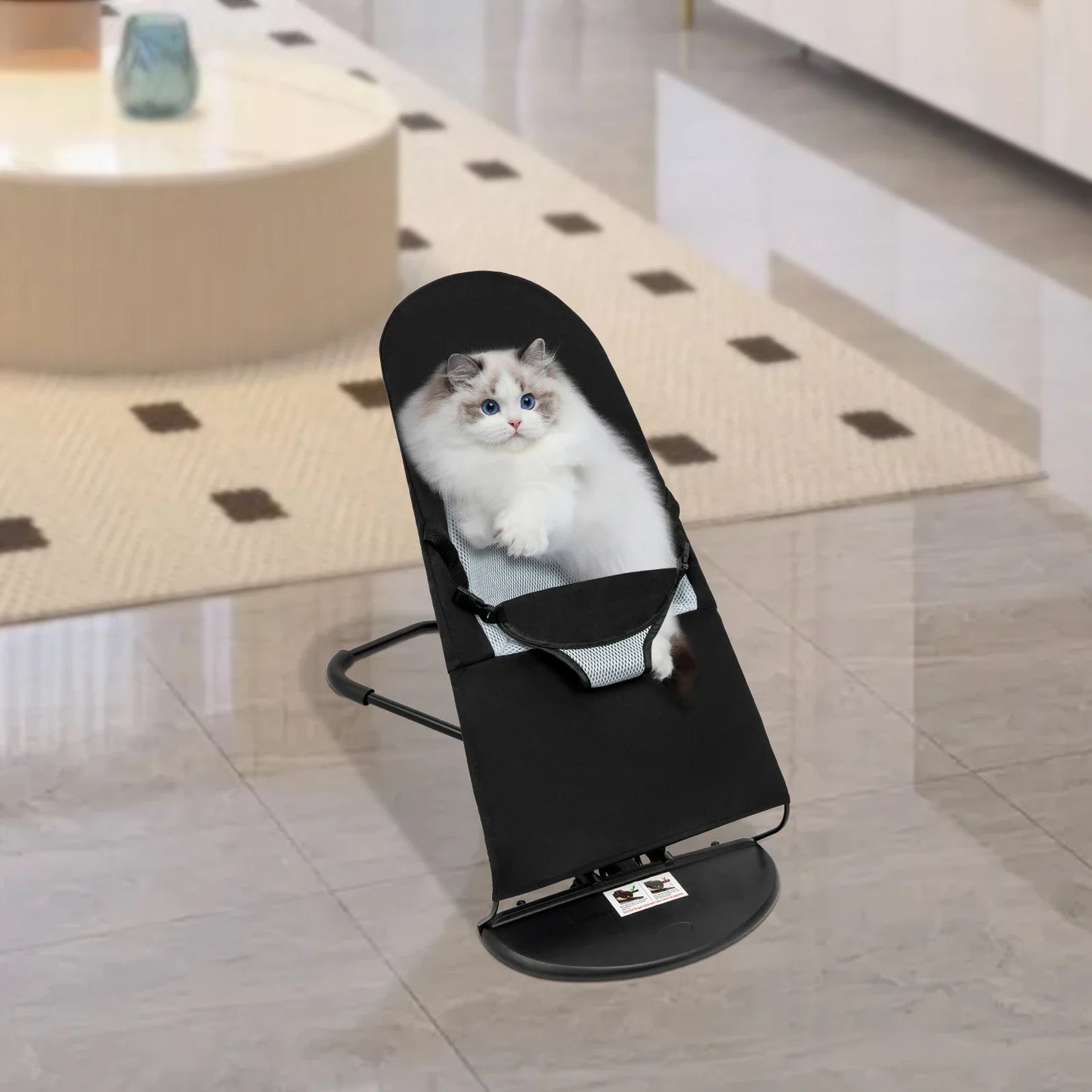 Pet Rocking Chair for Small and Medium Dogs and Cats 33lb Capacity 3 Level Height Adjustable Foldable Design with Safety Buckle - Joanie B 25